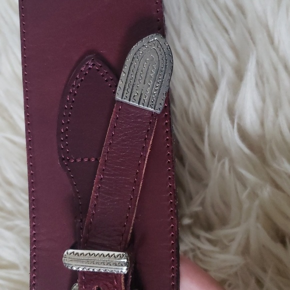 Kenzo vintage leather waist belt red wine colour size large made in france - Picture 4 of 8